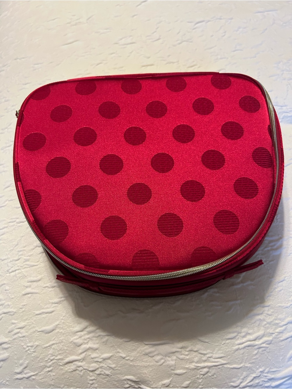 Estée Lauder Red Polka Dot Cosmetic case with products
